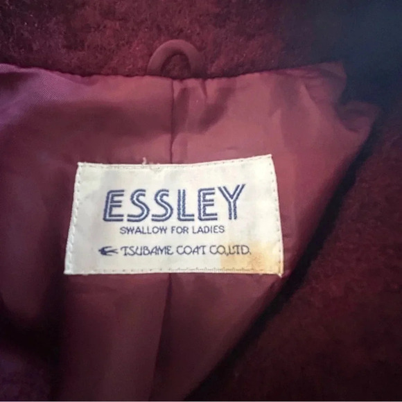 Essley Vintage 70s Japanese Cranberry Burgundy Wool Blend Jacket - Picture 6 of 7